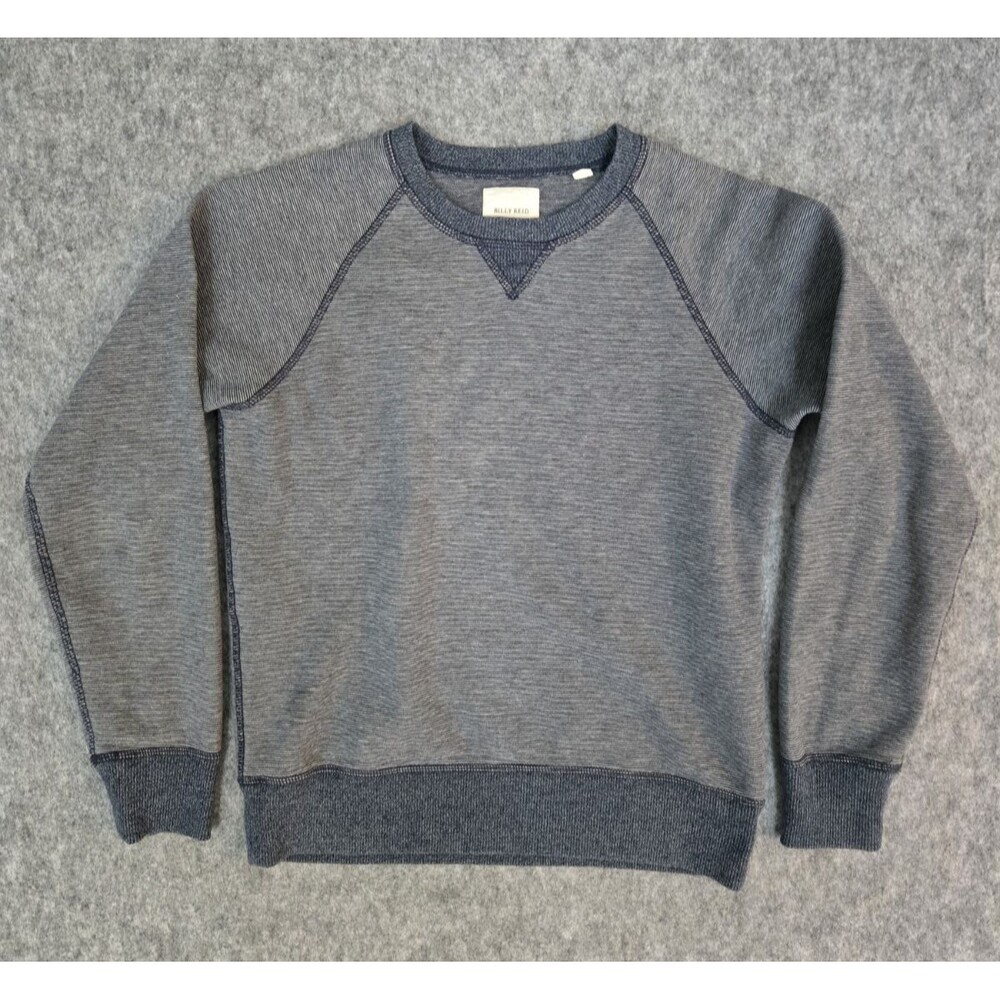 Billy Reid Gray Jacquard Terry Crewneck Sweatshirt 100% Cotton Mens Small Soft!